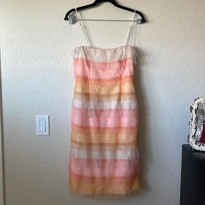 Lover+Friends tiered muli color tulle dress spaghetti straps fully size Small.